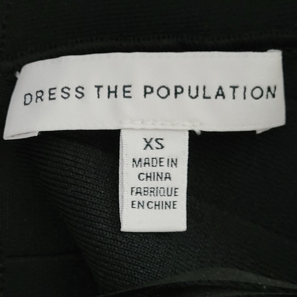 Dress The Population Maia Bateau Neck Body-Con Black Dress Size XS - Picture 11 of 11